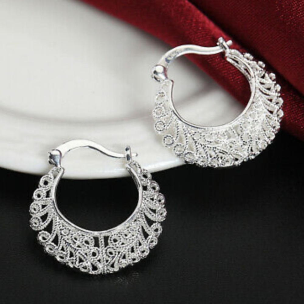 New Sterling silver Hoop Earrings - Picture 1 of 4